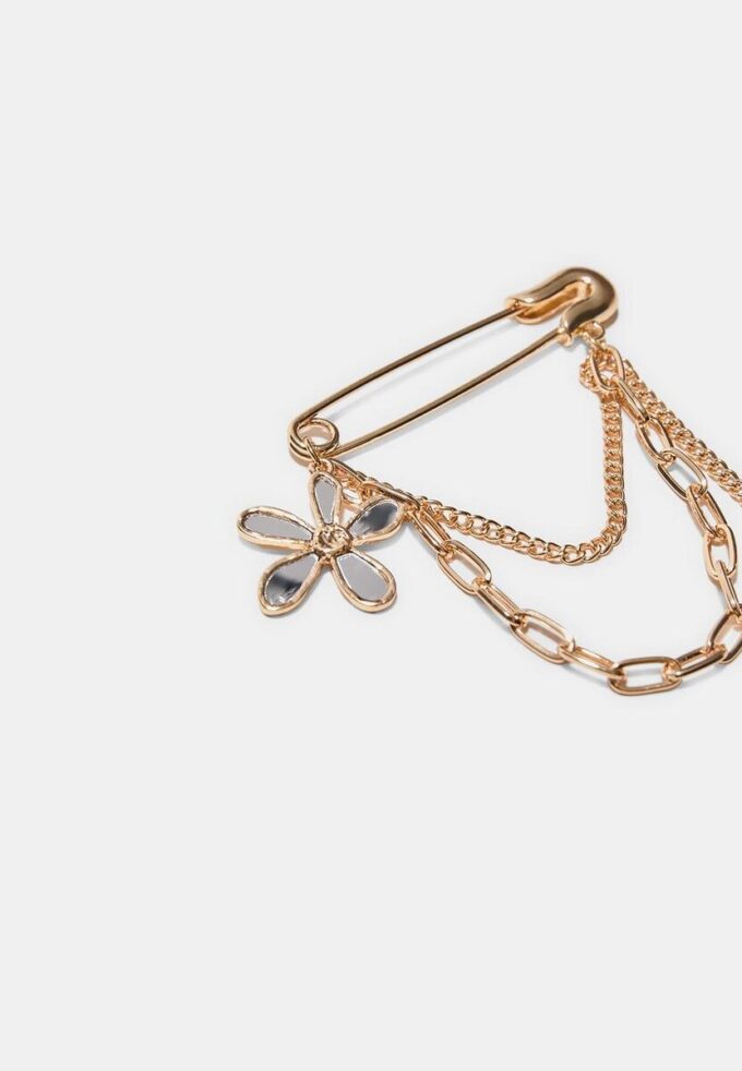 Set med 2 blomsterbroscher med kristalleffekt