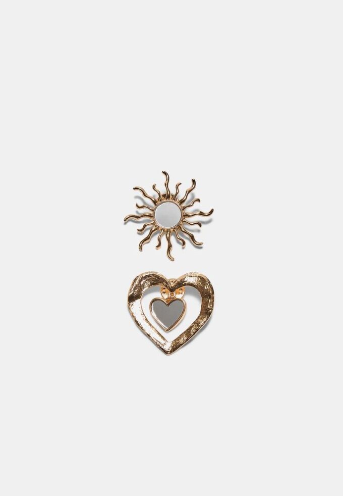 Set med 2 sol- och hjärtbroscher