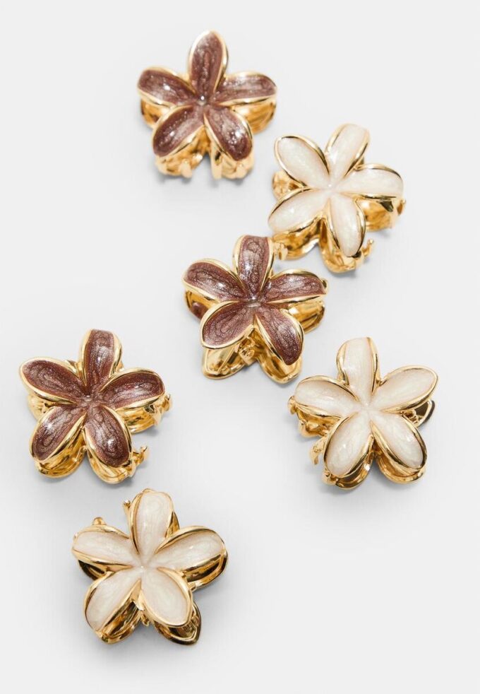 Set med 6 mini-blomsterhårspännen