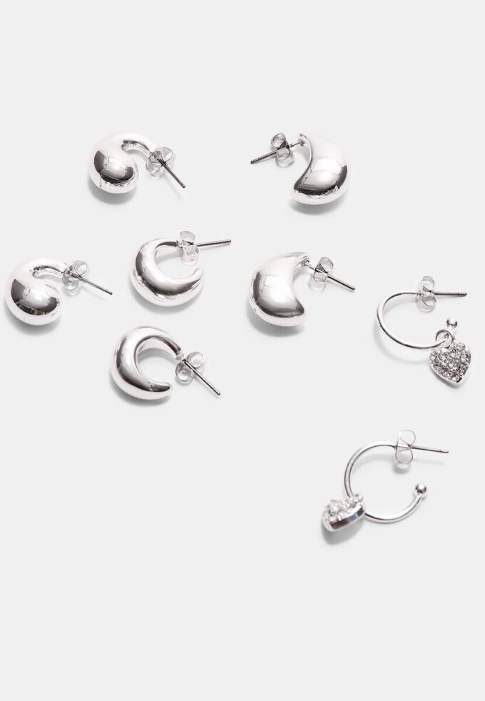 Set med 9 hjärt- och ringörhängen