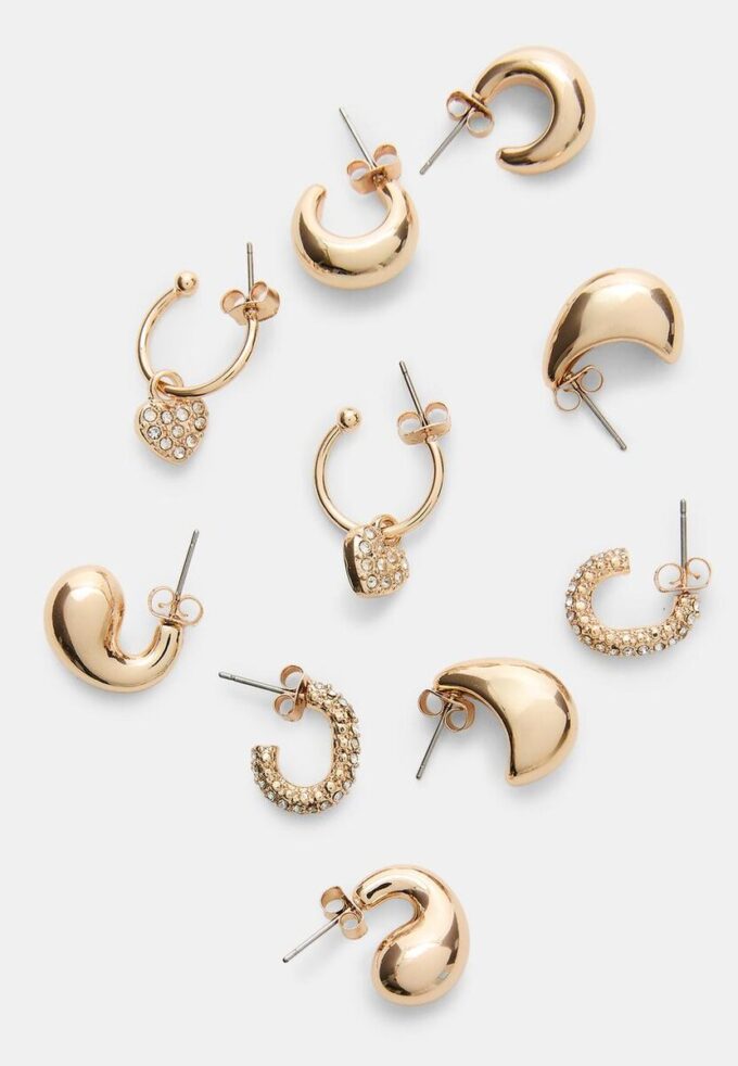 Set med 9 hjärt- och ringörhängen