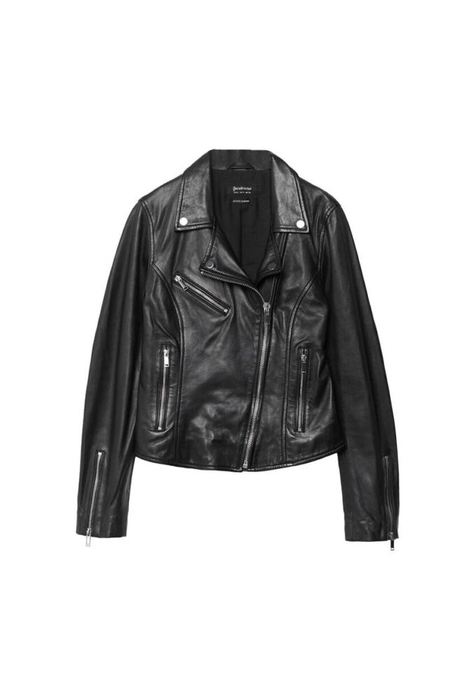 Skinnjacka i biker-stil