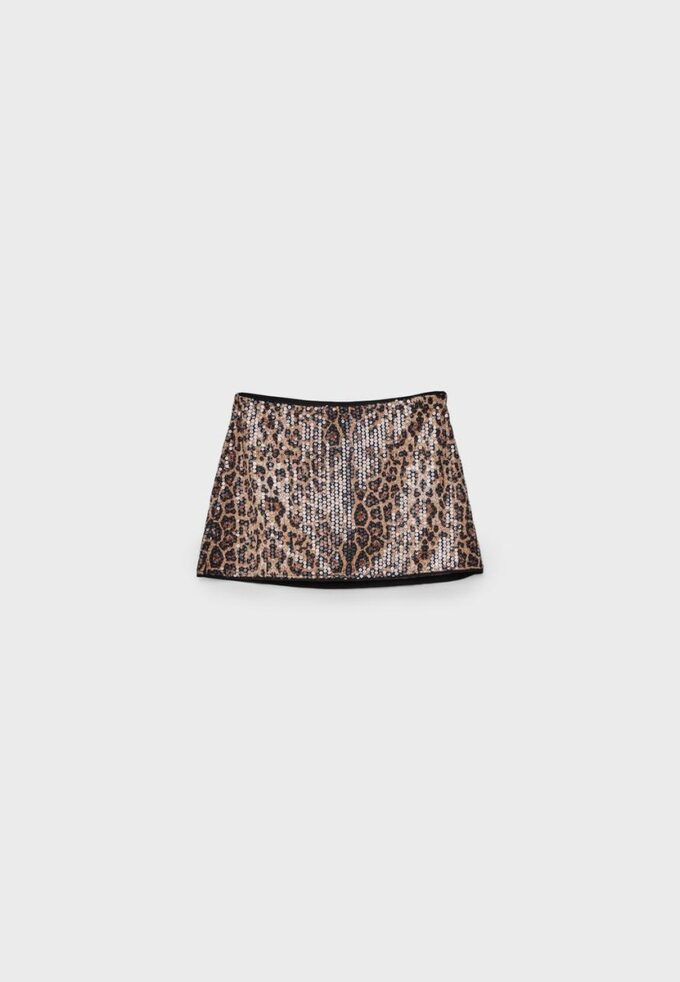 Skort med djurmönster och paljetter