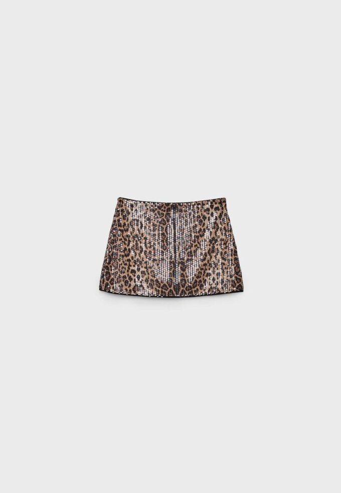 Skort med djurmönster och paljetter