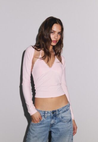 Slim fit bolero med långa ärmar