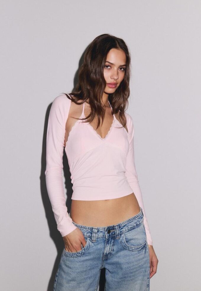 Slim fit bolero med långa ärmar
