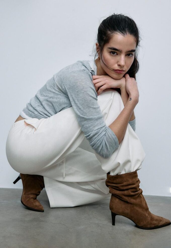 Slouchy skinnankelstövletter med klack