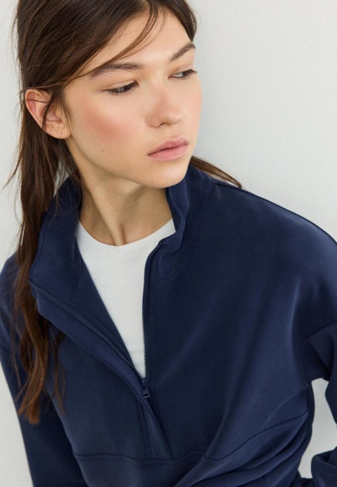 Soft Touch sweatshirt med dragkedja