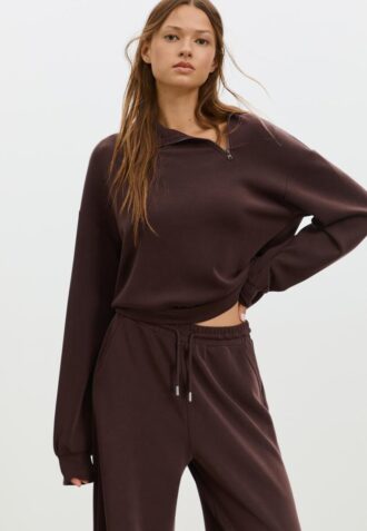 Soft Touch sweatshirt med dragkedja i sidan