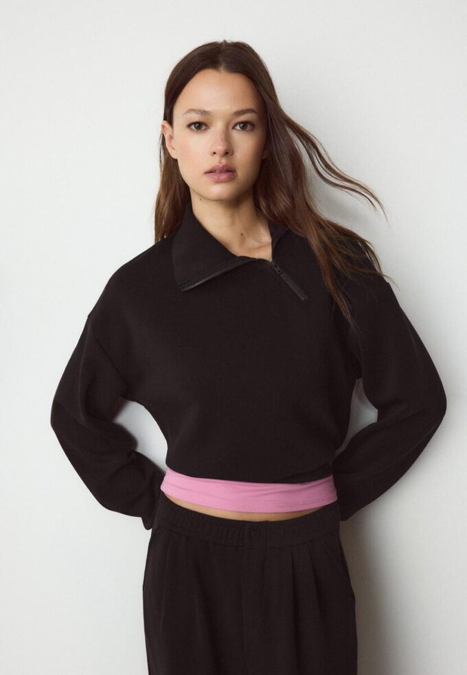 Soft Touch sweatshirt med dragkedja i sidan