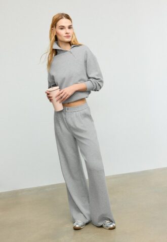 Soft Touch sweatshirt med dragkedja i sidan