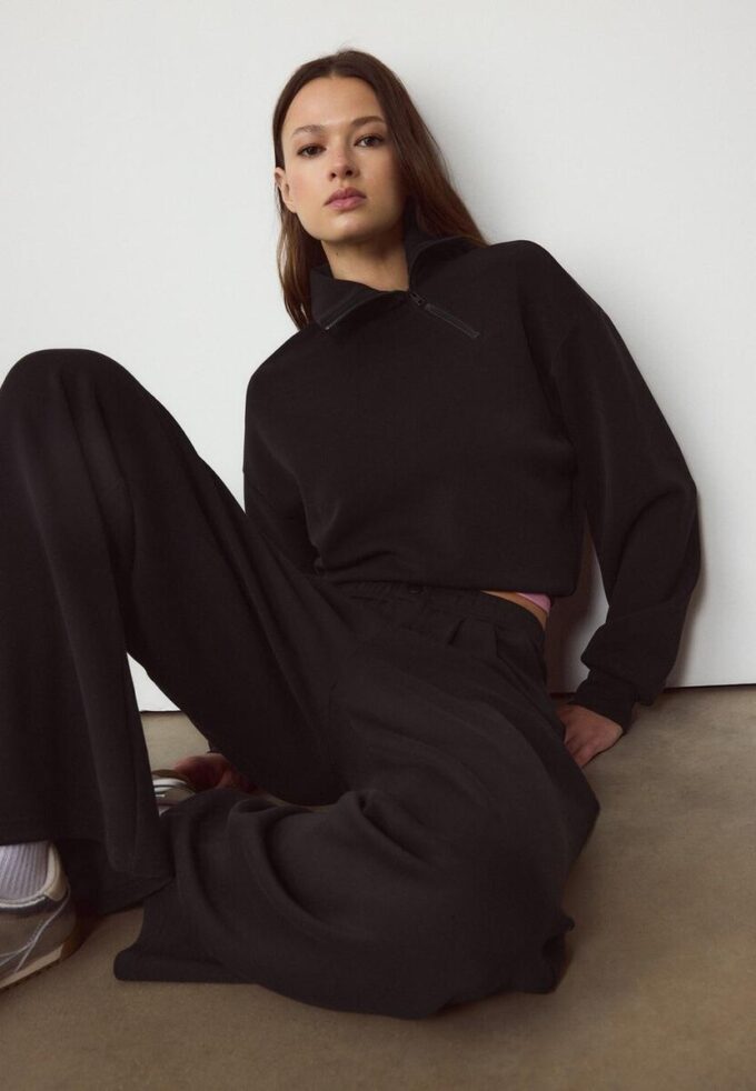 Soft Touch sweatshirt med dragkedja i sidan