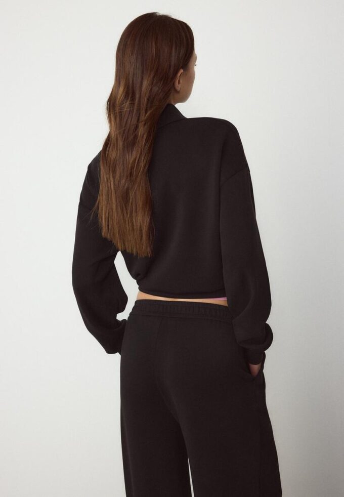 Soft Touch sweatshirt med dragkedja i sidan