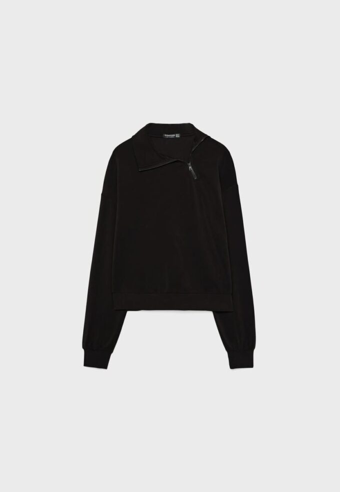 Soft Touch sweatshirt med dragkedja i sidan