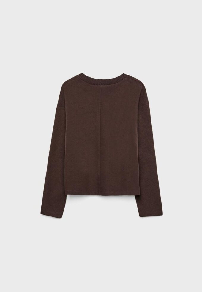 Stickat T-shirt med rund hals