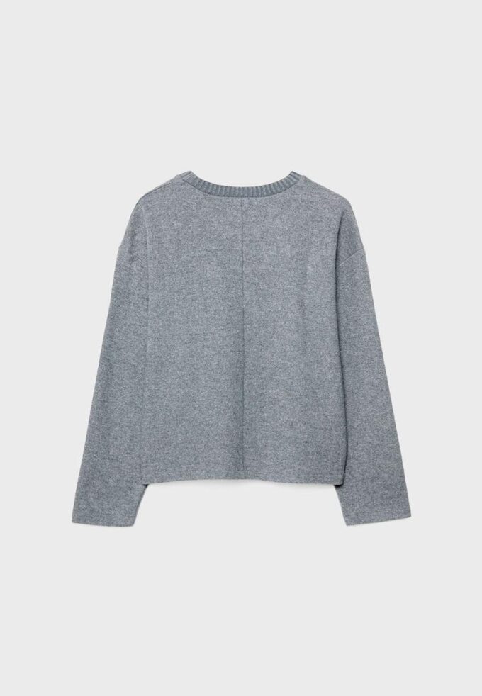 Stickat T-shirt med rund hals