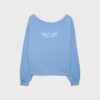 Sweatshirt med båthals och strassvingar Sweatshirt med båthals och strassvingar