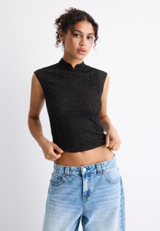 T-shirt i spets i Qipao-stil