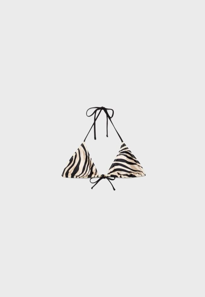 Triangel-bikinitopp i monstrat satin Triangel-bikinitopp i monstrat satin