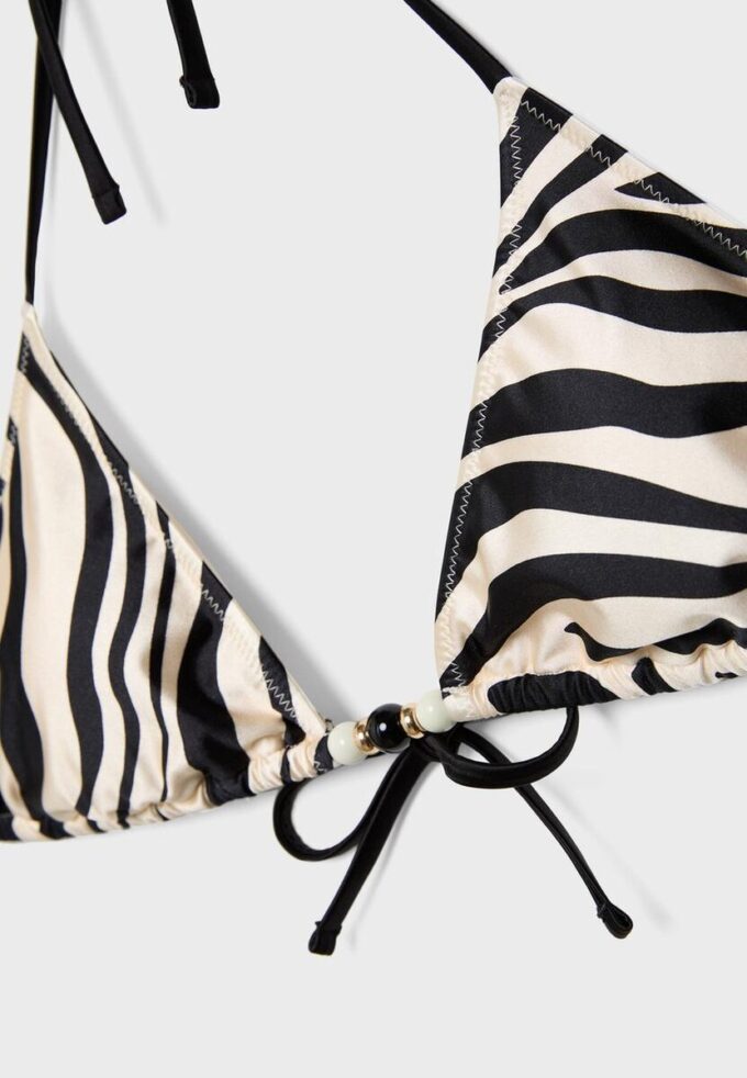 Triangel-bikinitopp i monstrat satin Triangel-bikinitopp i monstrat satin