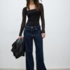 Tyllbodysuit med fyrkantig halsringning Tyllbodysuit med fyrkantig halsringning
