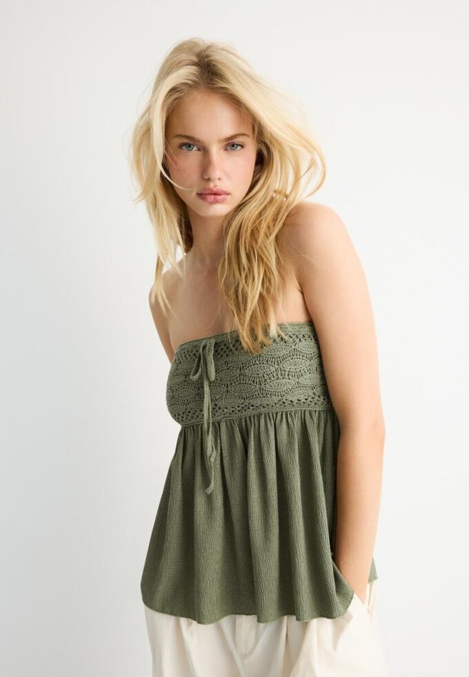 Virkad bandeau-toppar