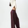 Wide Leg plysch byxor med kantdetaljer