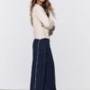 Wide Leg plysch byxor med kantdetaljer