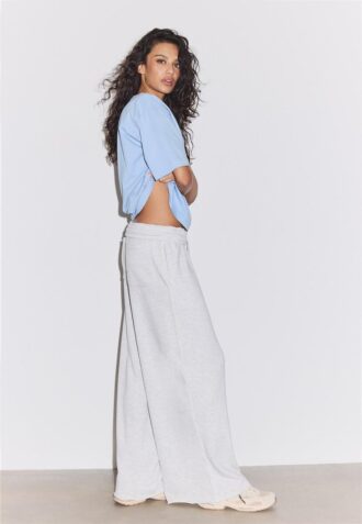 Wide Leg plysch byxor med kantdetaljer