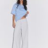 Wide Leg plysch byxor med kantdetaljer