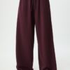 Wide Leg plysch byxor med kantdetaljer
