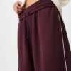 Wide Leg plysch byxor med kantdetaljer