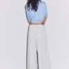 Wide Leg plysch byxor med kantdetaljer