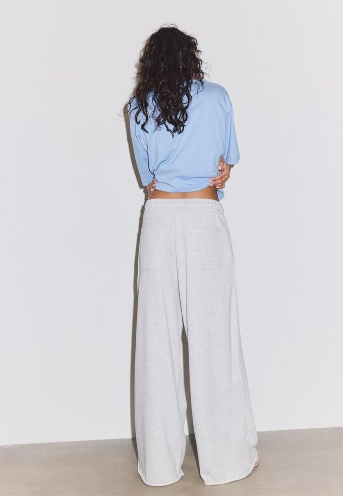 Wide Leg plysch byxor med kantdetaljer