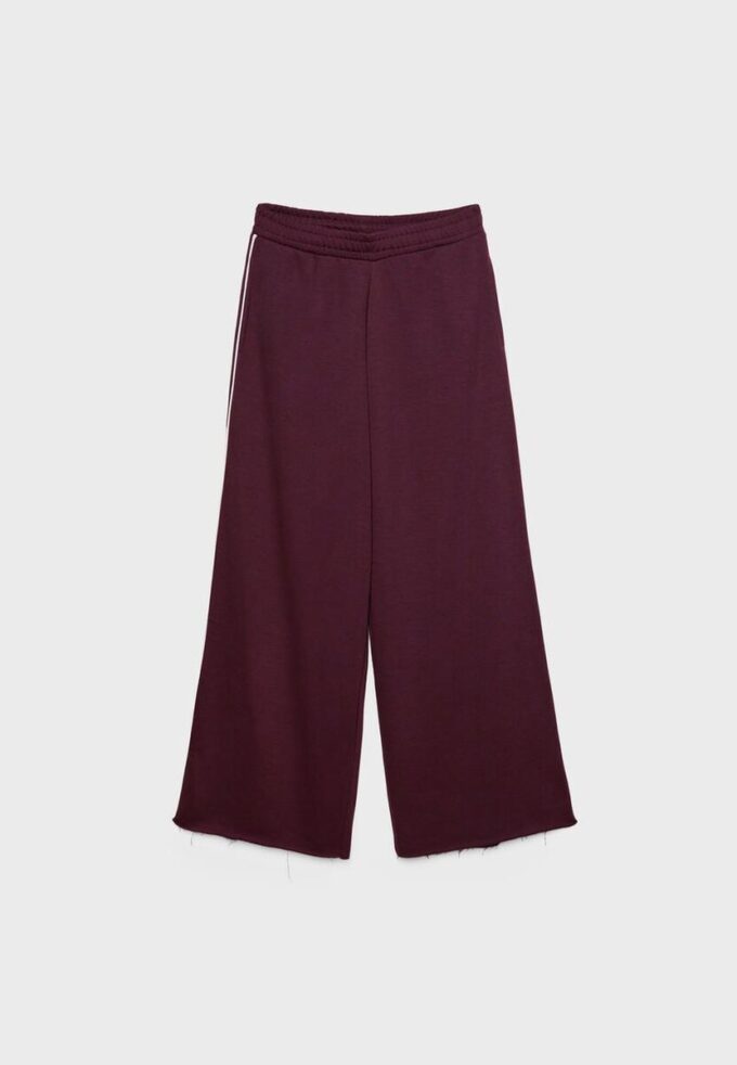 Wide Leg plysch byxor med kantdetaljer