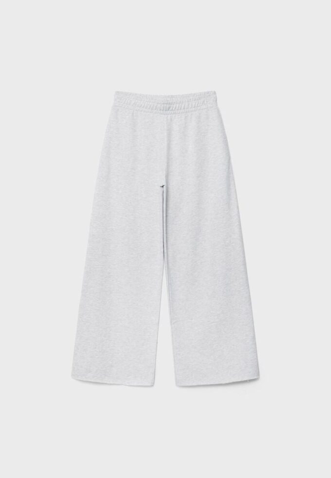 Wide Leg plysch byxor med kantdetaljer