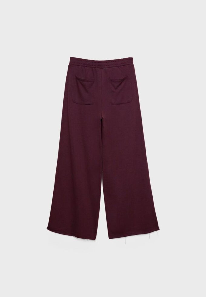 Wide Leg plysch byxor med kantdetaljer