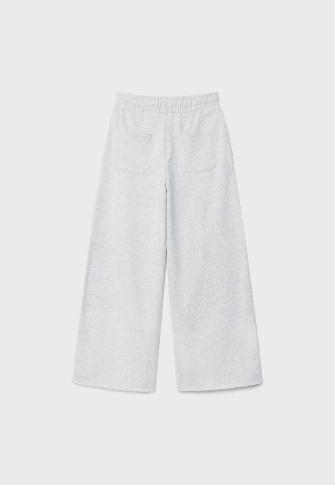 Wide Leg plysch byxor med kantdetaljer
