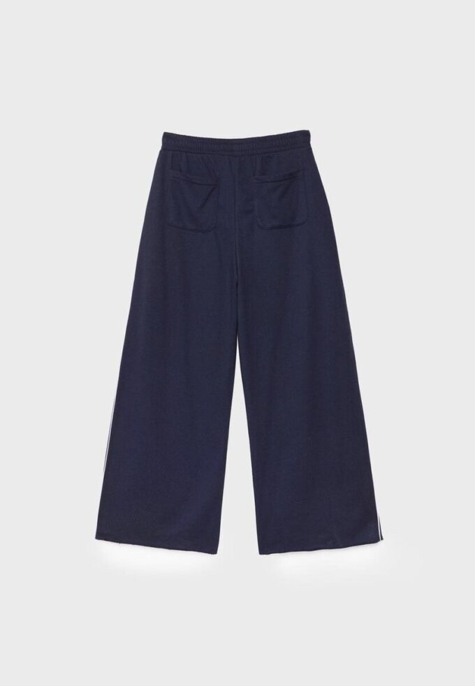 Wide Leg plysch byxor med kantdetaljer