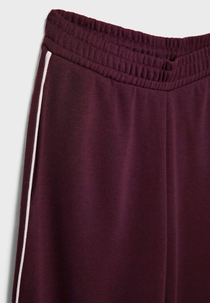 Wide Leg plysch byxor med kantdetaljer